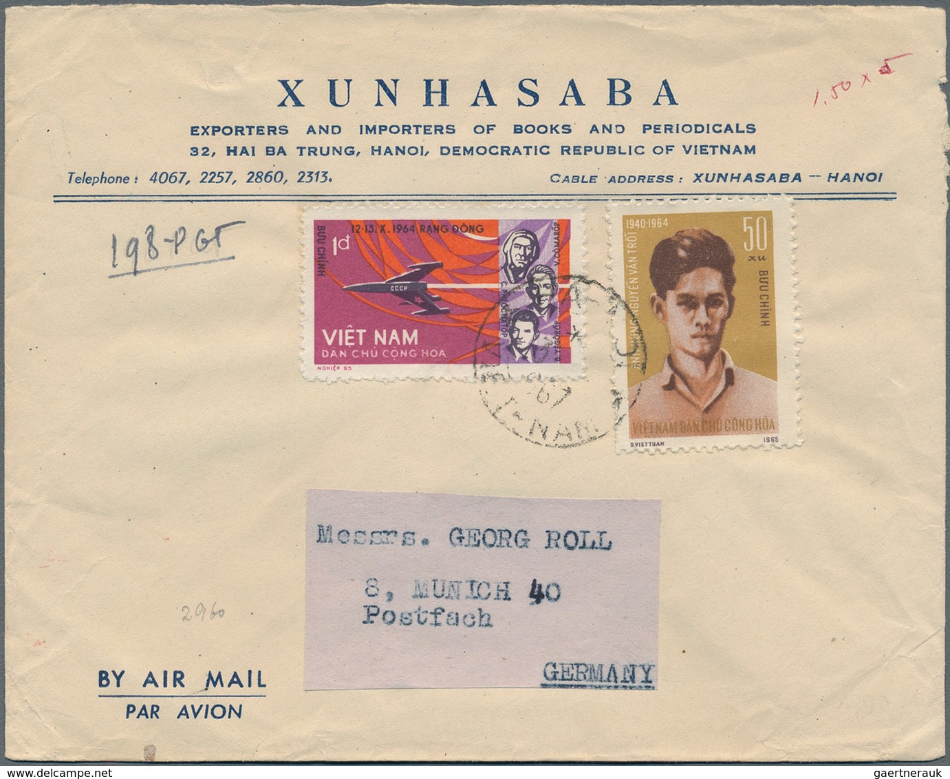 Vietnam-Nord (1945-1975): 1966/1968: Mixed Frankings: A) Xunhasaba Letter That Was Mailed As Printed - Vietnam