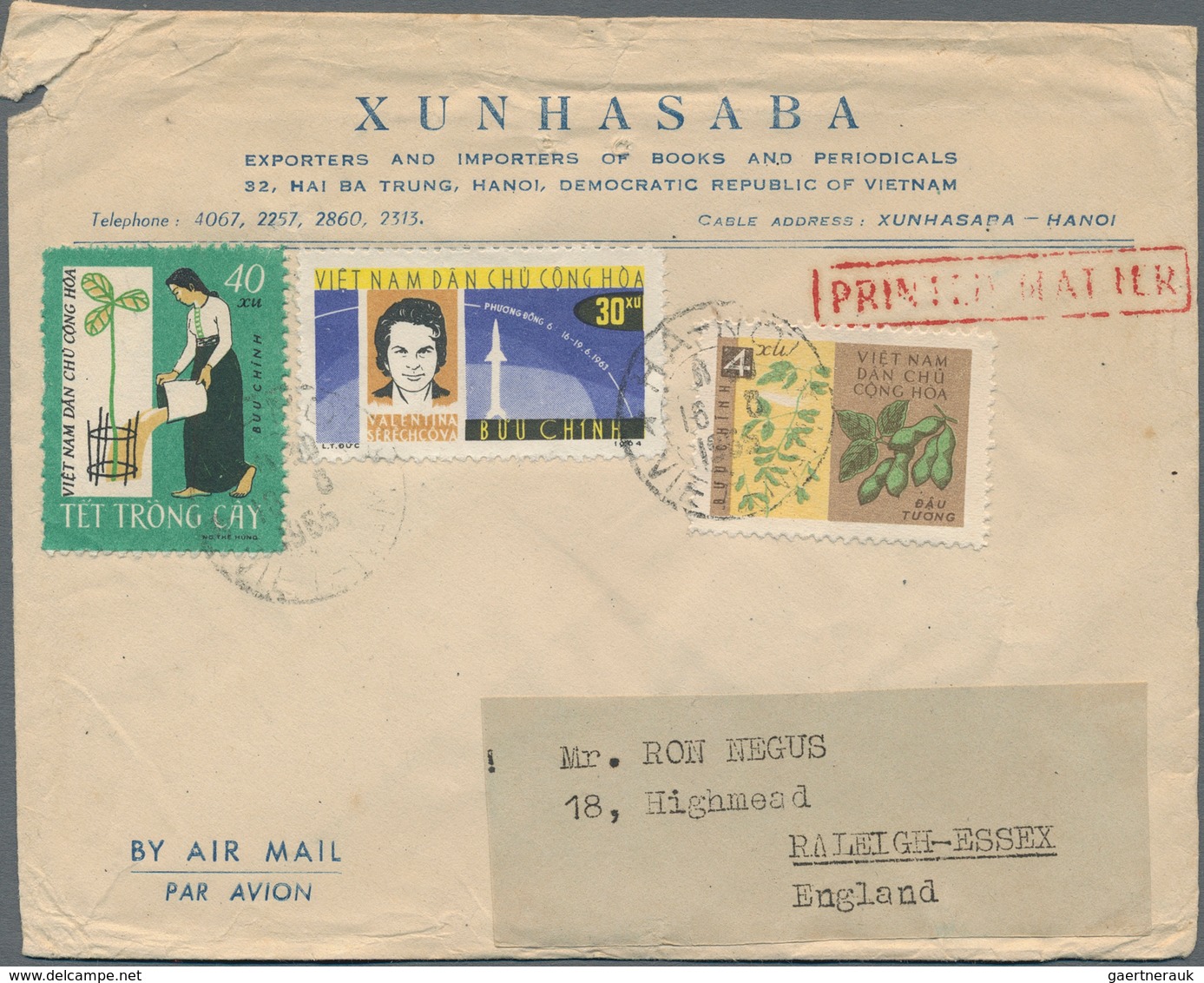 Vietnam-Nord (1945-1975): 1968 (ca.): Mixed Frankings: a) Xunhasaba letter from 1968 and franked wit