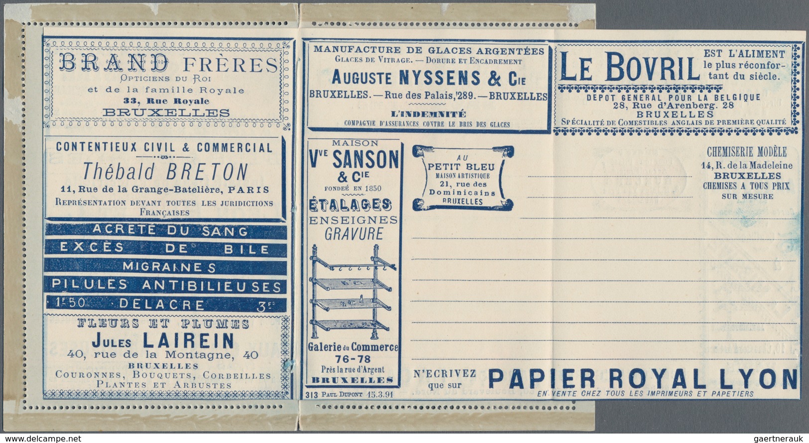 Thematik: Anzeigenganzsachen / Advertising Postal Stationery: 1888 (ca.), Belgium. Advertising Lette - Ohne Zuordnung