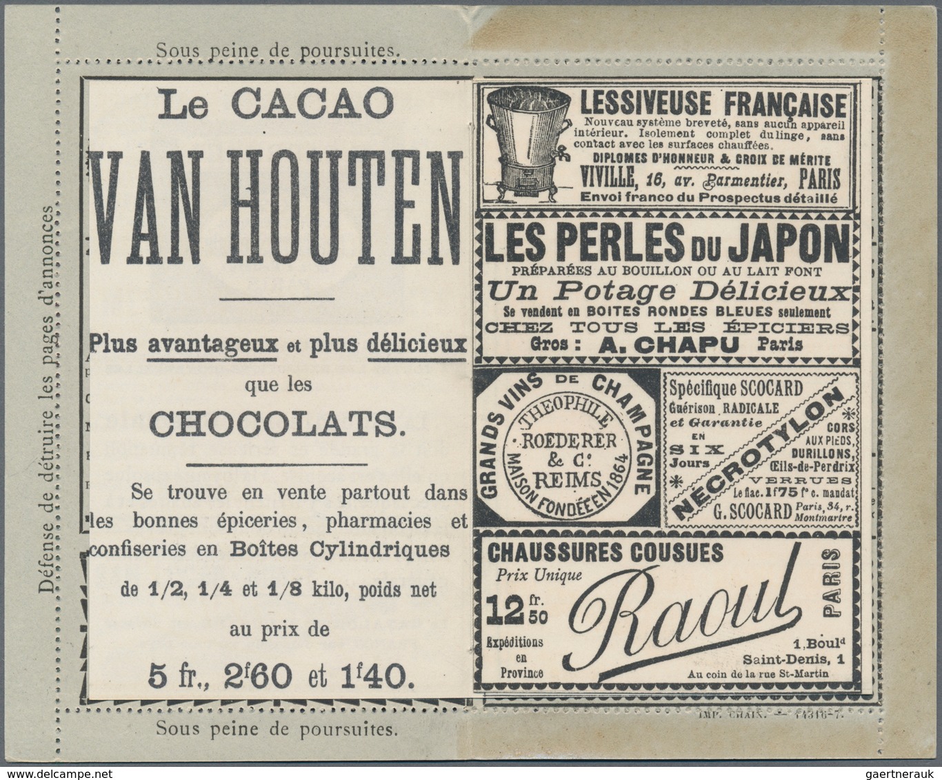 Thematik: Anzeigenganzsachen / Advertising Postal Stationery: 1890 (approx.), France. Advertising Le - Unclassified