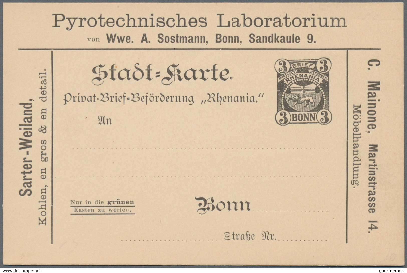 Thematik: Anzeigenganzsachen / Advertising Postal Stationery: 1895 (ca.), German Reich. Private Ad P - Unclassified