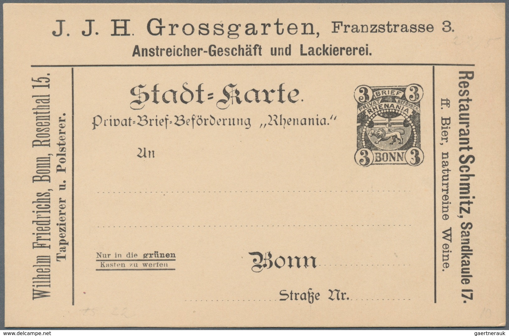 Thematik: Anzeigenganzsachen / Advertising Postal Stationery: 1895 (ca.), German Reich. Private Ad P - Unclassified