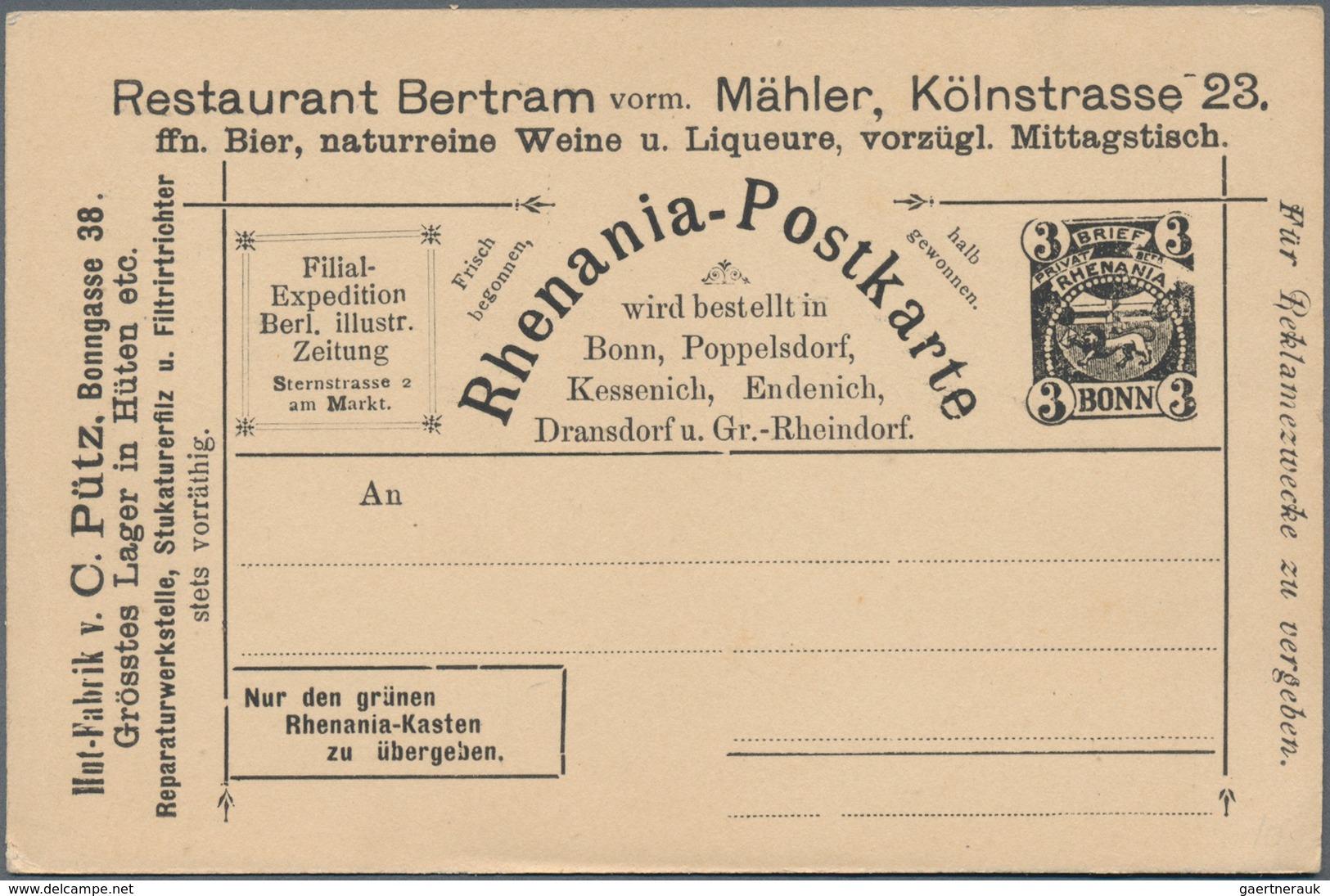 Thematik: Anzeigenganzsachen / Advertising Postal Stationery: 1895 (ca.), German Reich. Private Ad P - Unclassified