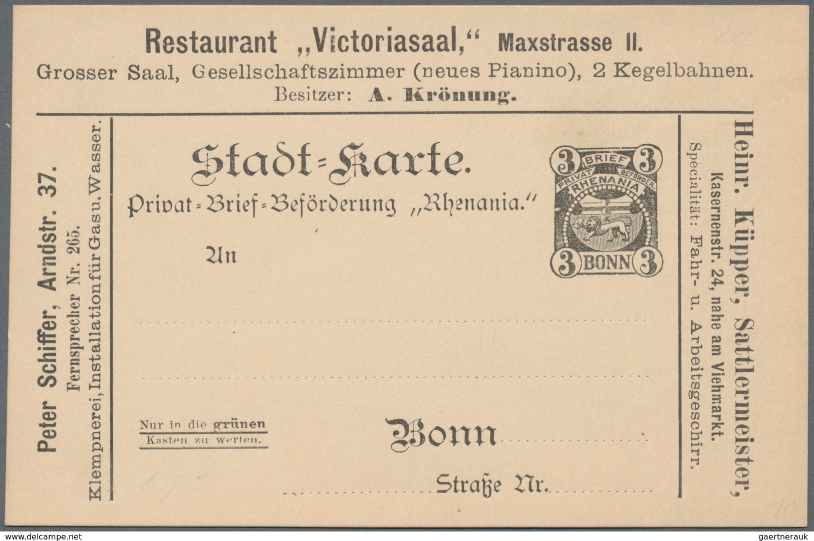 Thematik: Anzeigenganzsachen / Advertising Postal Stationery: 1895 (ca.), German Reich. Private Ad P - Ohne Zuordnung