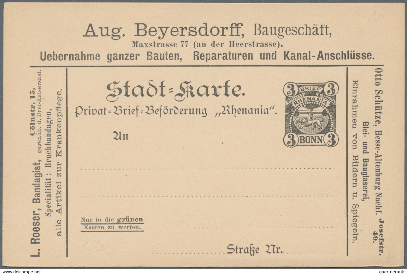 Thematik: Anzeigenganzsachen / Advertising Postal Stationery: 1895 (ca.), German Reich. Private Ad P - Ohne Zuordnung