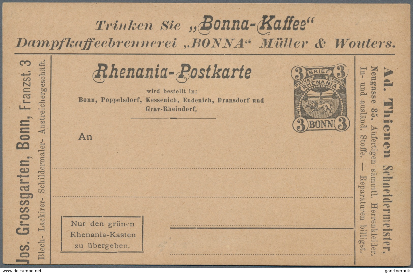 Thematik: Anzeigenganzsachen / Advertising Postal Stationery: 1895 (ca.), German Reich. Private Ad P - Non Classés