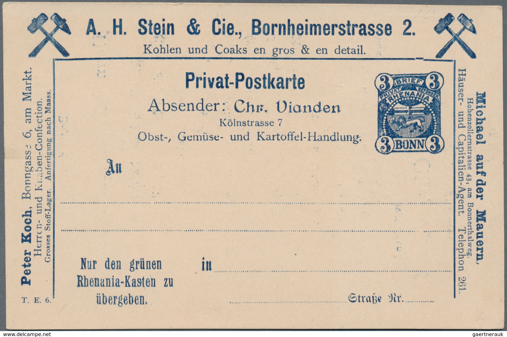 Thematik: Anzeigenganzsachen / Advertising Postal Stationery: 1895 (ca.), German Reich. Private Ad P - Ohne Zuordnung