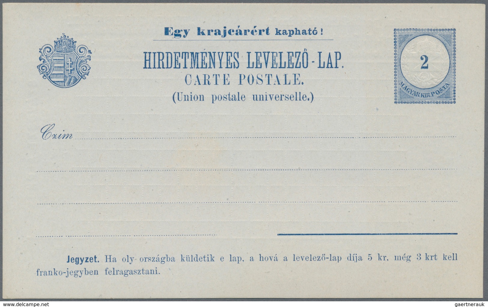 Thematik: Anzeigenganzsachen / Advertising Postal Stationery: 1896 (approx.), Hungaria. Lot Of 3 Dif - Unclassified