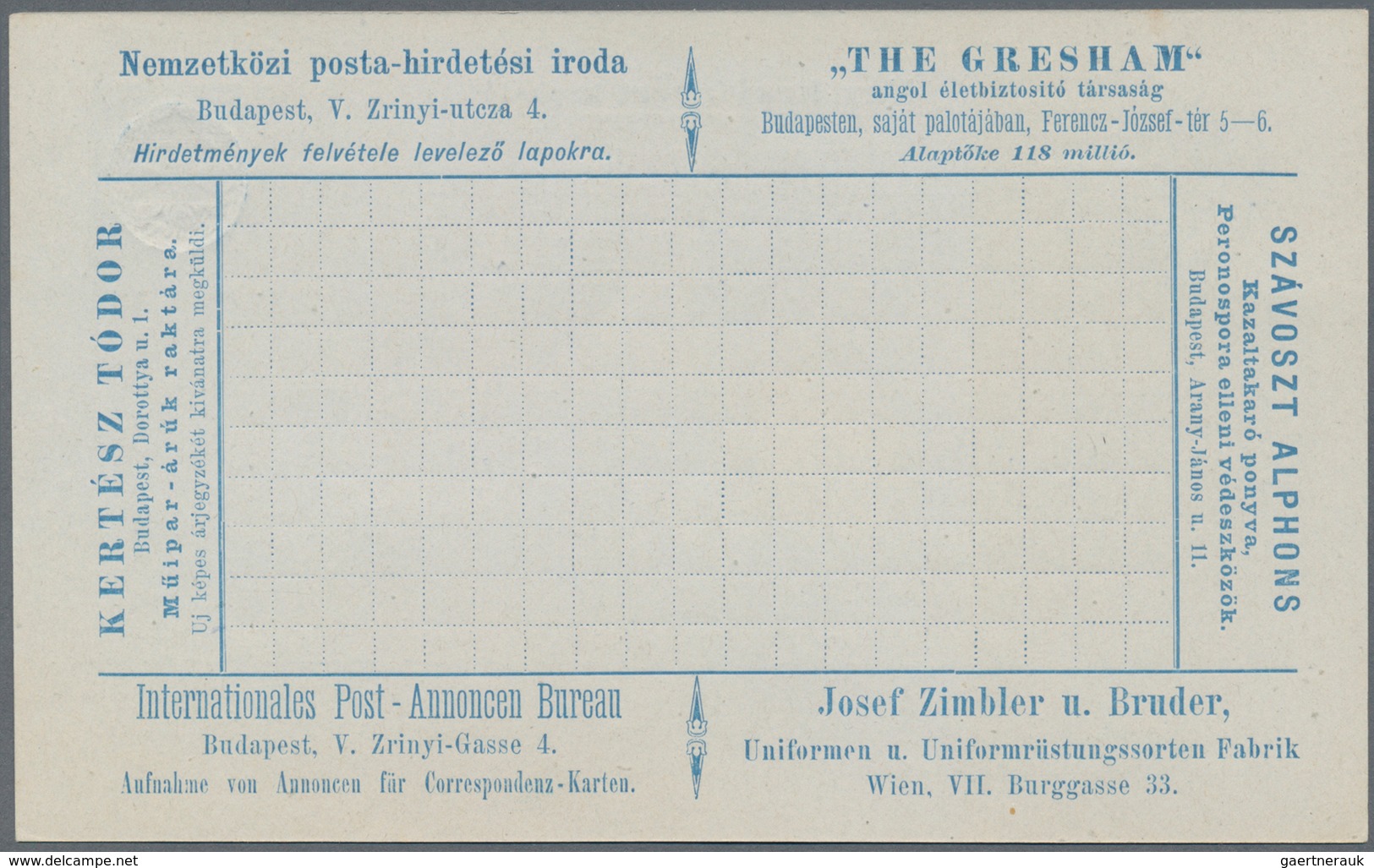 Thematik: Anzeigenganzsachen / Advertising Postal Stationery: 1896 (approx.), Hungaria. Lot Of 3 Dif - Zonder Classificatie