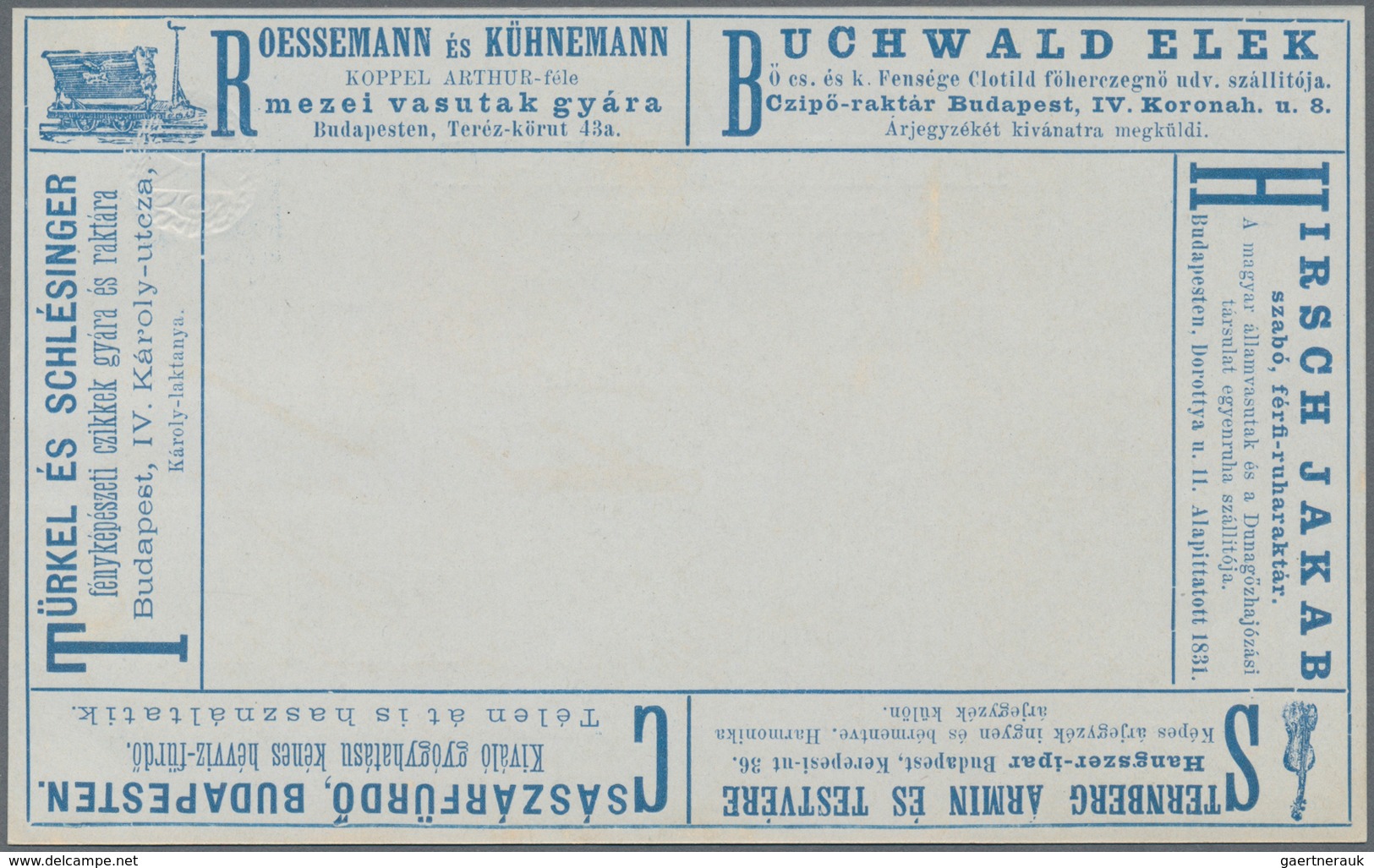 Thematik: Anzeigenganzsachen / Advertising Postal Stationery: 1896 (approx.), Hungaria. Lot Of 3 Dif - Zonder Classificatie