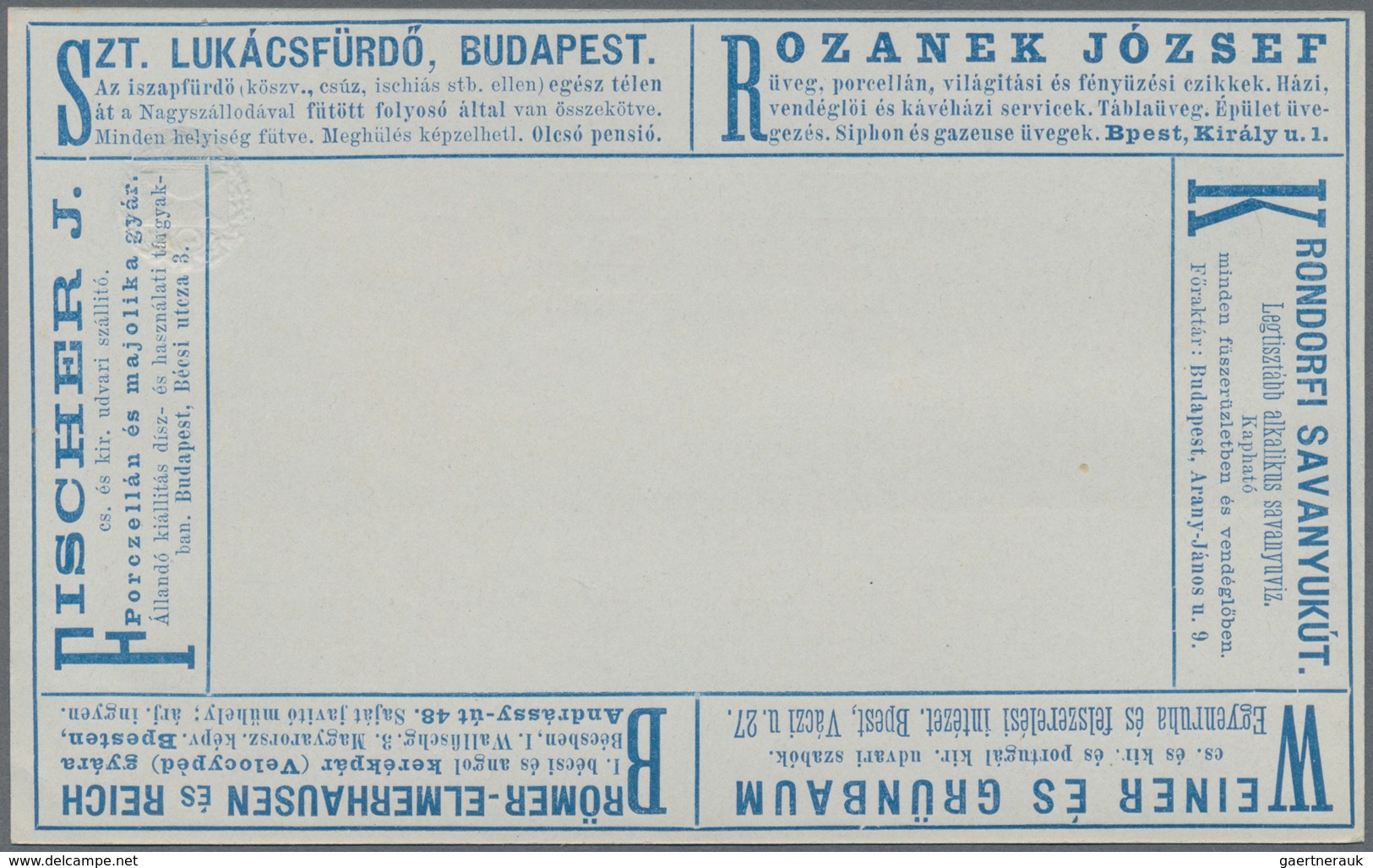 Thematik: Anzeigenganzsachen / Advertising Postal Stationery: 1896 (approx.), Hungaria. Lot Of 3 Dif - Zonder Classificatie