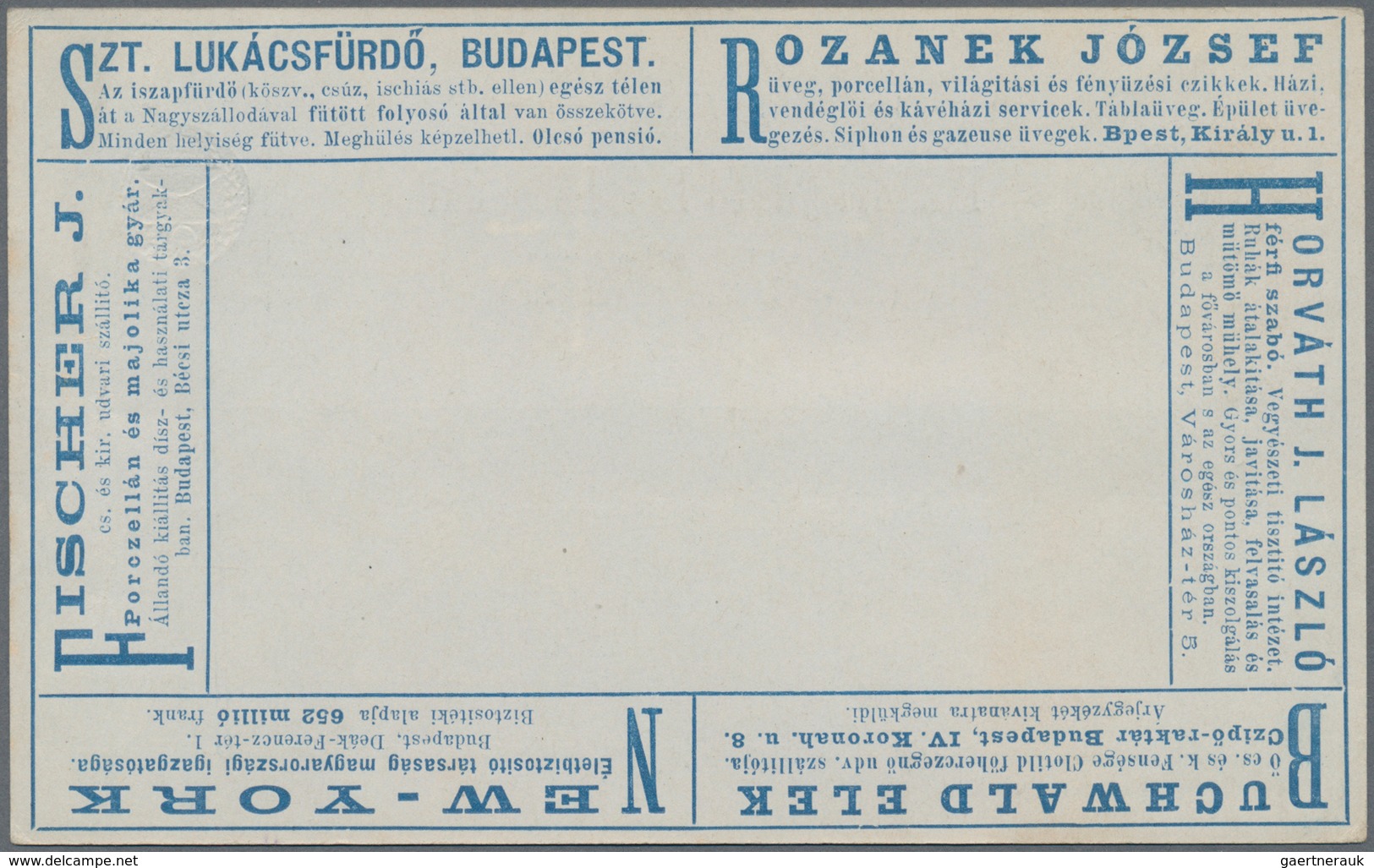 Thematik: Anzeigenganzsachen / Advertising Postal Stationery: 1896 (approx.), Hungaria. Lot Of 3 Dif - Ohne Zuordnung