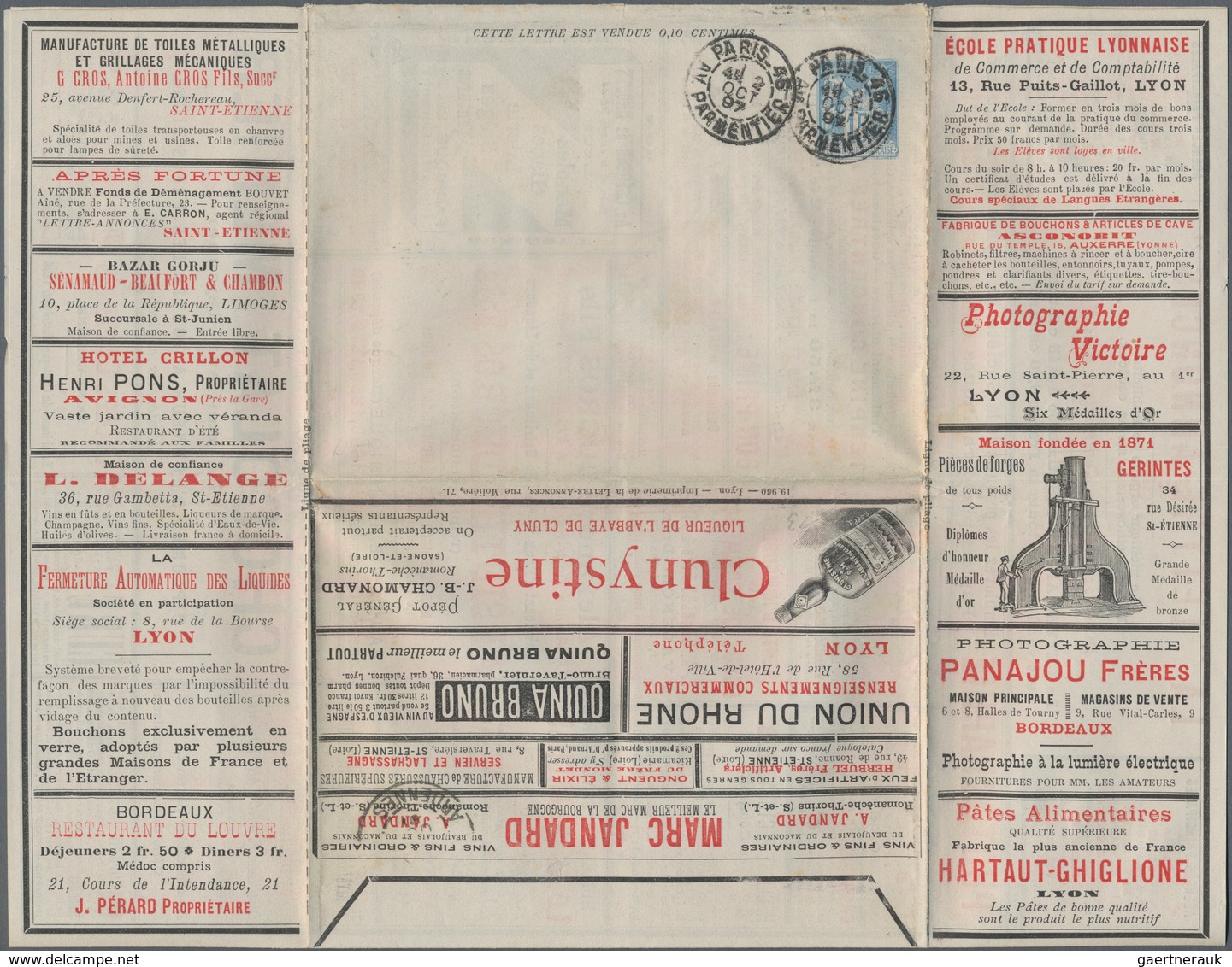 Thematik: Anzeigenganzsachen / Advertising Postal Stationery: 1897, France. Advertisment Folded Lett - Zonder Classificatie
