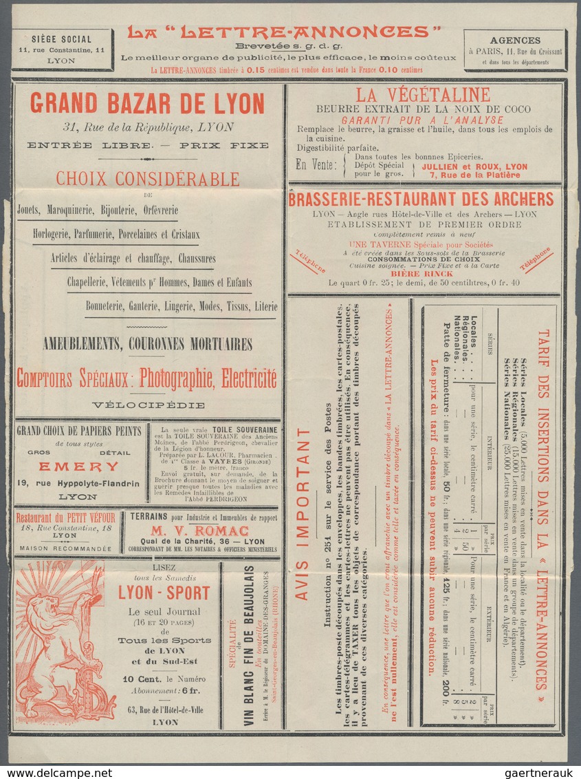 Thematik: Anzeigenganzsachen / Advertising Postal Stationery: 1900, France. Advertisment Folded Lett - Ohne Zuordnung