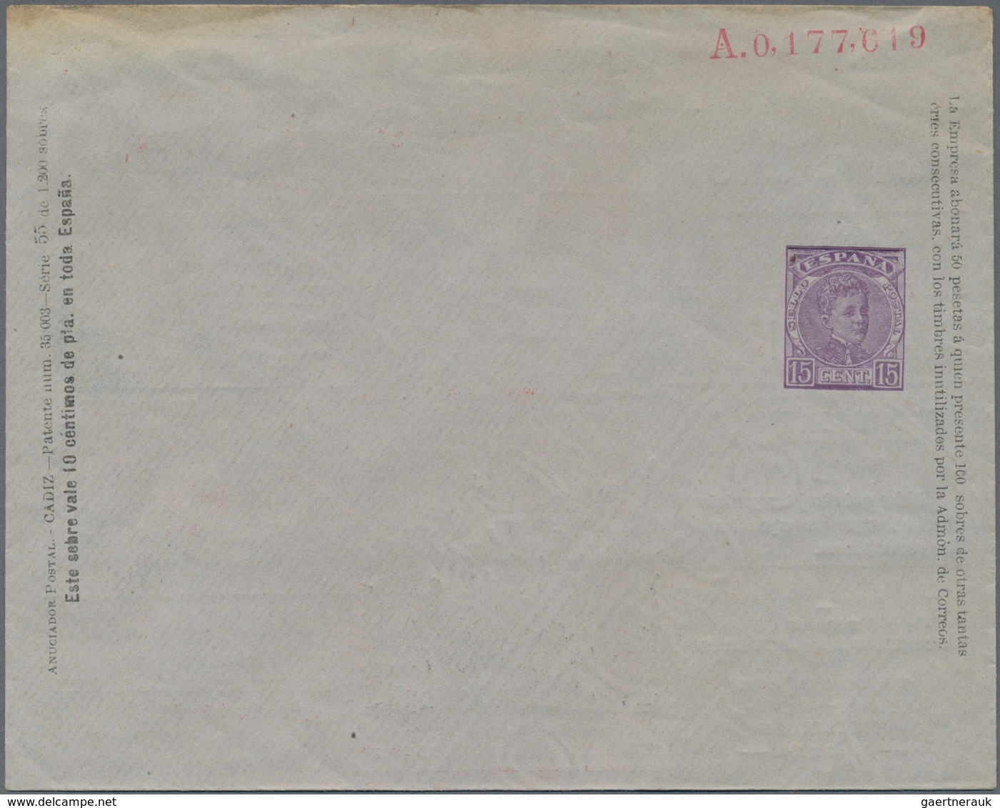 Thematik: Anzeigenganzsachen / Advertising Postal Stationery: 1907, Spain. Private Ad Cover 15c Viol - Zonder Classificatie