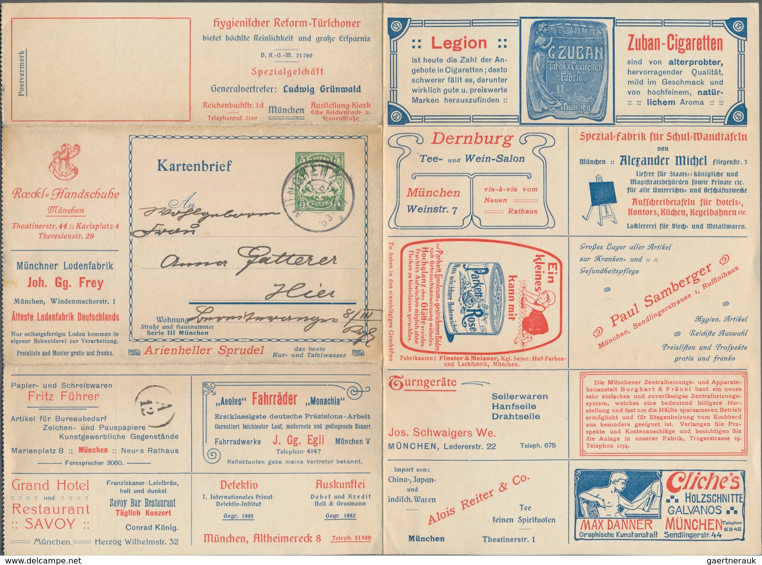 Thematik: Anzeigenganzsachen / Advertising Postal Stationery: 1907, Bayern, 5 Pf Wappen Privat-Anzei - Unclassified