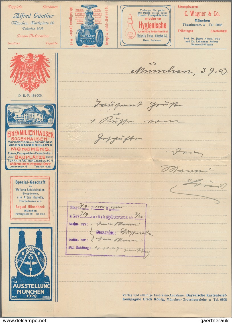 Thematik: Anzeigenganzsachen / Advertising Postal Stationery: 1907, Bayern, 5 Pf Wappen Privat-Anzei - Zonder Classificatie