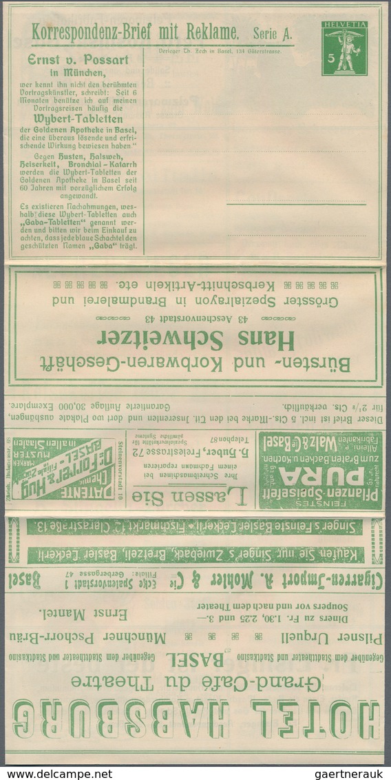 Thematik: Anzeigenganzsachen / Advertising Postal Stationery: 1908 (ca.), Switzerland. Correspondenc - Zonder Classificatie