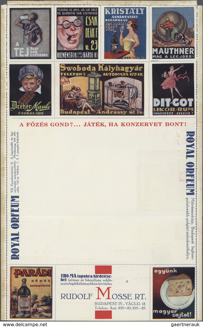 Thematik: Anzeigenganzsachen / Advertising Postal Stationery: 1934 (ca.), Hungary. Advertising Lette - Unclassified