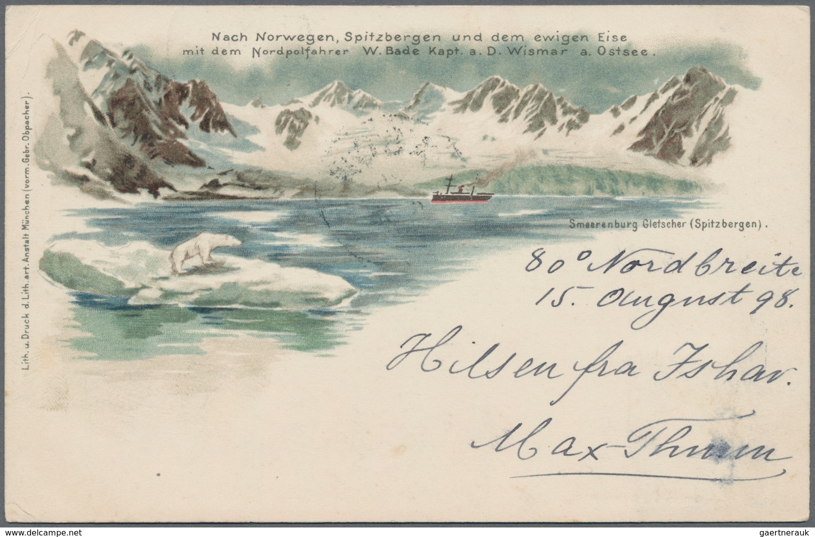 Thematik: Arktis / Arctic: 1898, BADE Polar Cruises, 10 Öre Blue 'Polar Post, Seal' And 10 Öre 'Arct - Sonstige & Ohne Zuordnung