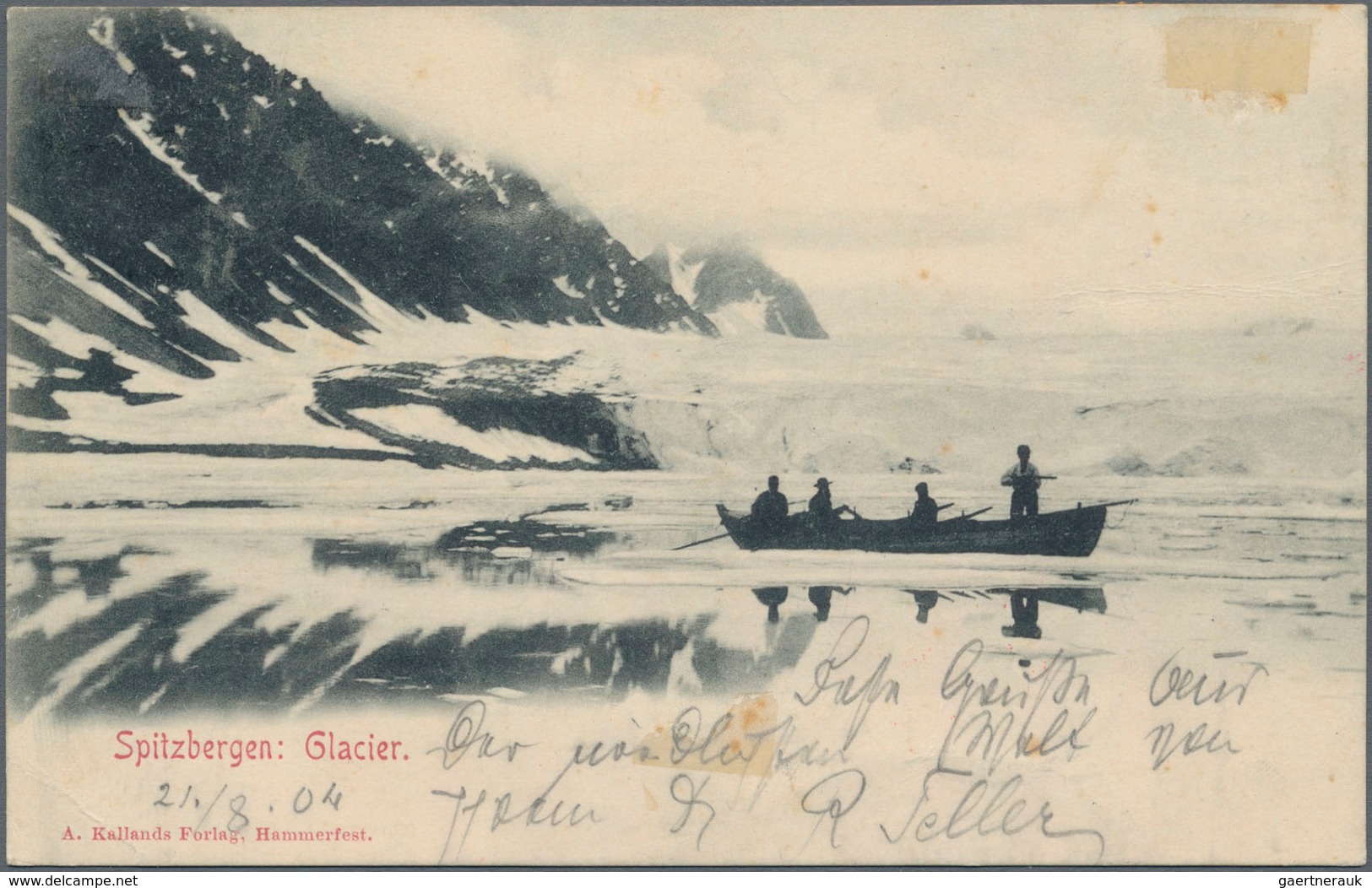 Thematik: Arktis / Arctic: 1904, Norway. Photo Postcard "Spitzbergen: Glacier" With 10 Ore Posthorn - Other & Unclassified