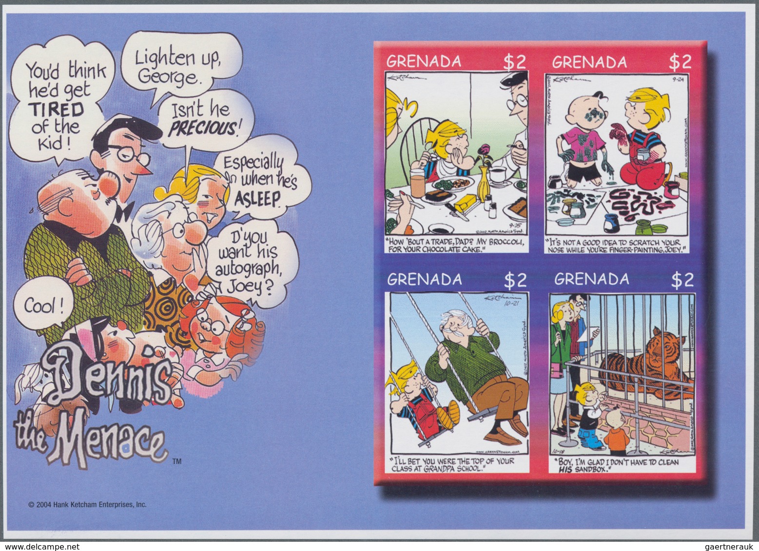 Thematik: Comics / Comics: 2005, GRENADA: Cartoons 'Dennis The Menace' Complete Set Of Eight In Two - Stripsverhalen