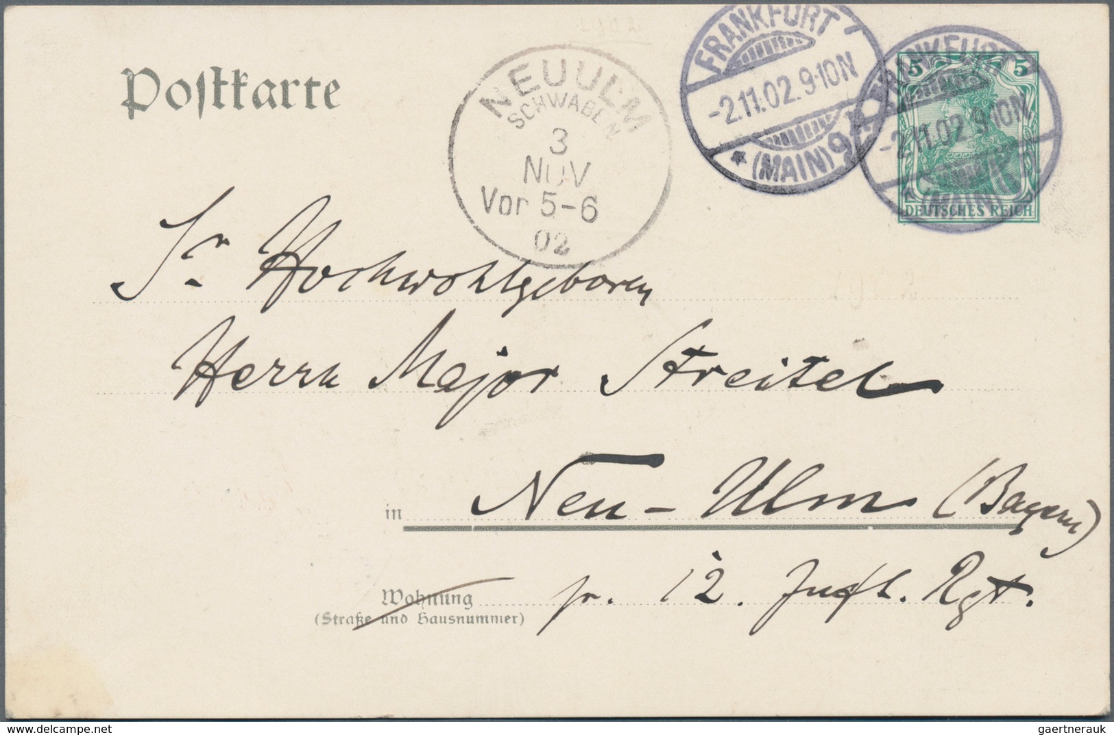 Thematik: Druck-Dichter / Printing-poets: 1902, German Reich. Private Postcard 5p Germania "Eröffnun - Schriftsteller