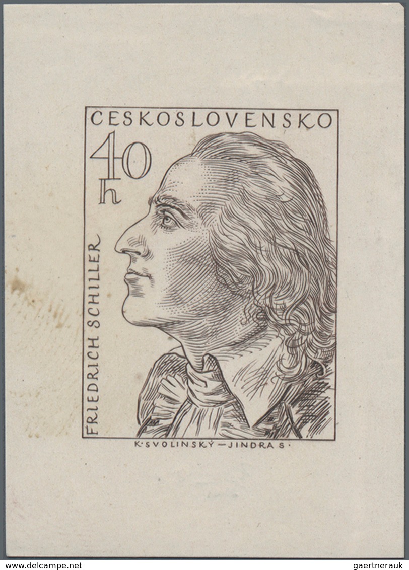 Thematik: Druck-Dichter / Printing-poets: 1955, Czechoslovakia. Origin Proof By Engraver Used Rotary - Writers