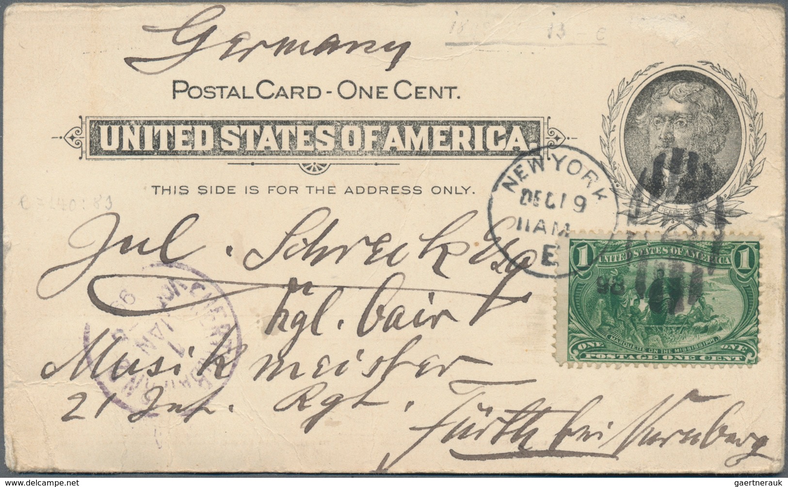 Thematik: Druck-Gutenberg / Printing-Gutenberg: 1899, USA. Private Postcard 1c Jefferson "Trans-Miss - Other & Unclassified