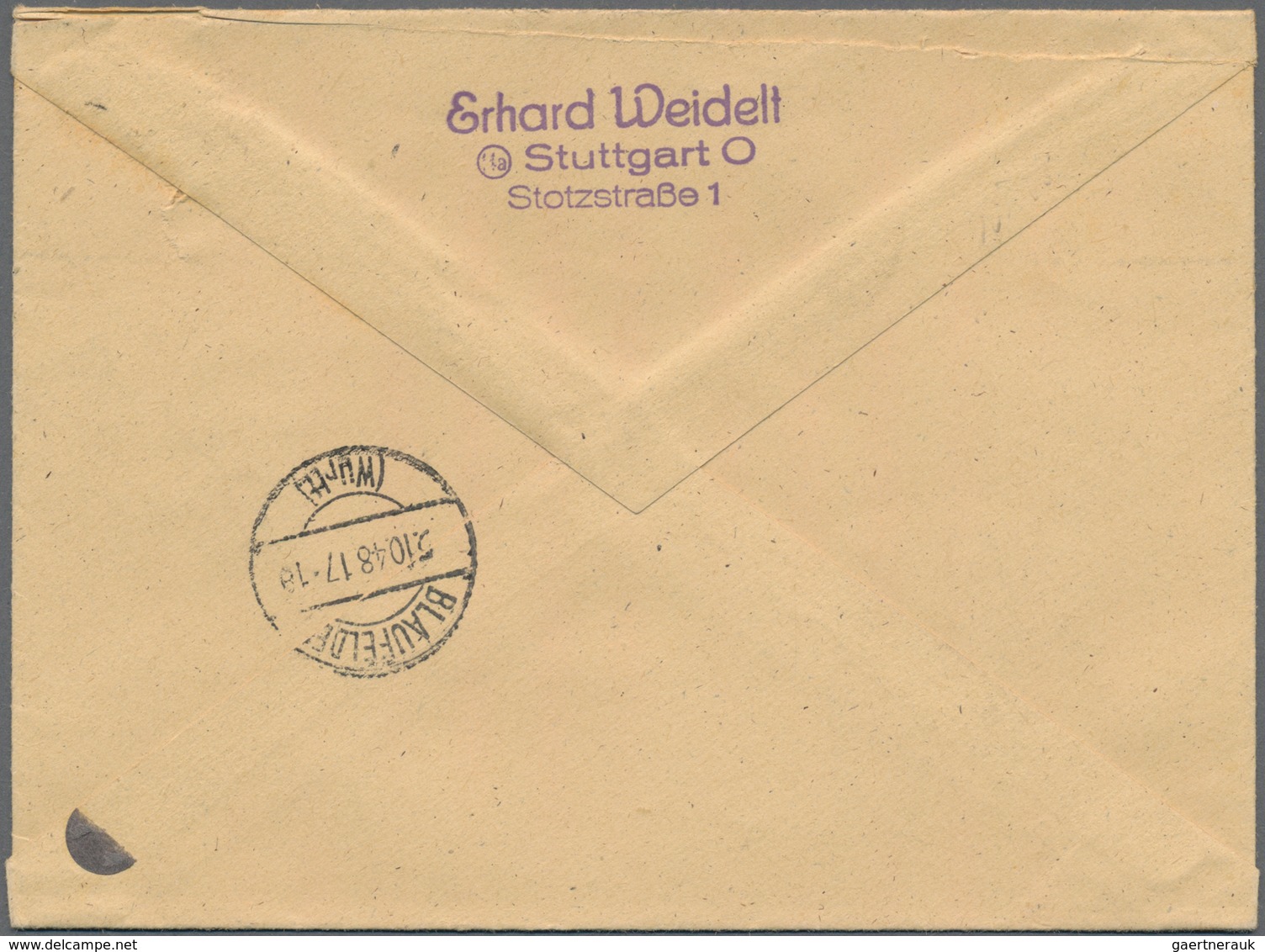 Thematik: Einschreibbriefe Und -Zettel / Registered Covers And Labels: 1948, VOLKSFESTPOSTAMT / STUT - Ohne Zuordnung