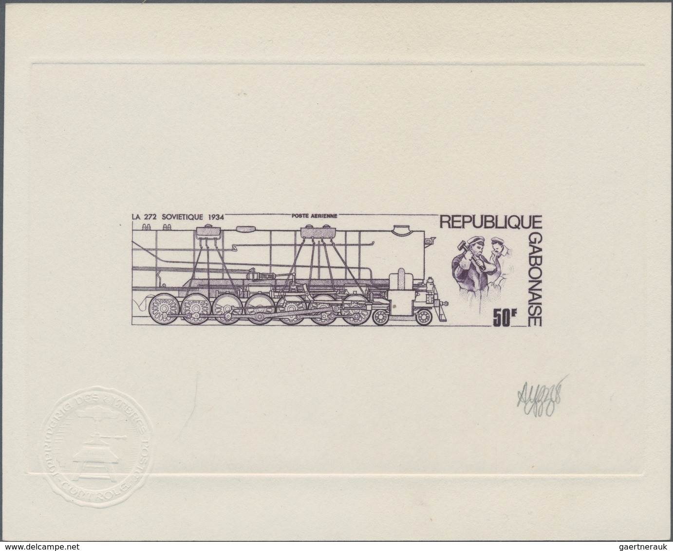 Thematik: Eisenbahn / Railway: 1975, Gabon, Locomotives 20fr.-50fr., Four Epreuve D'artiste With Sig - Trains