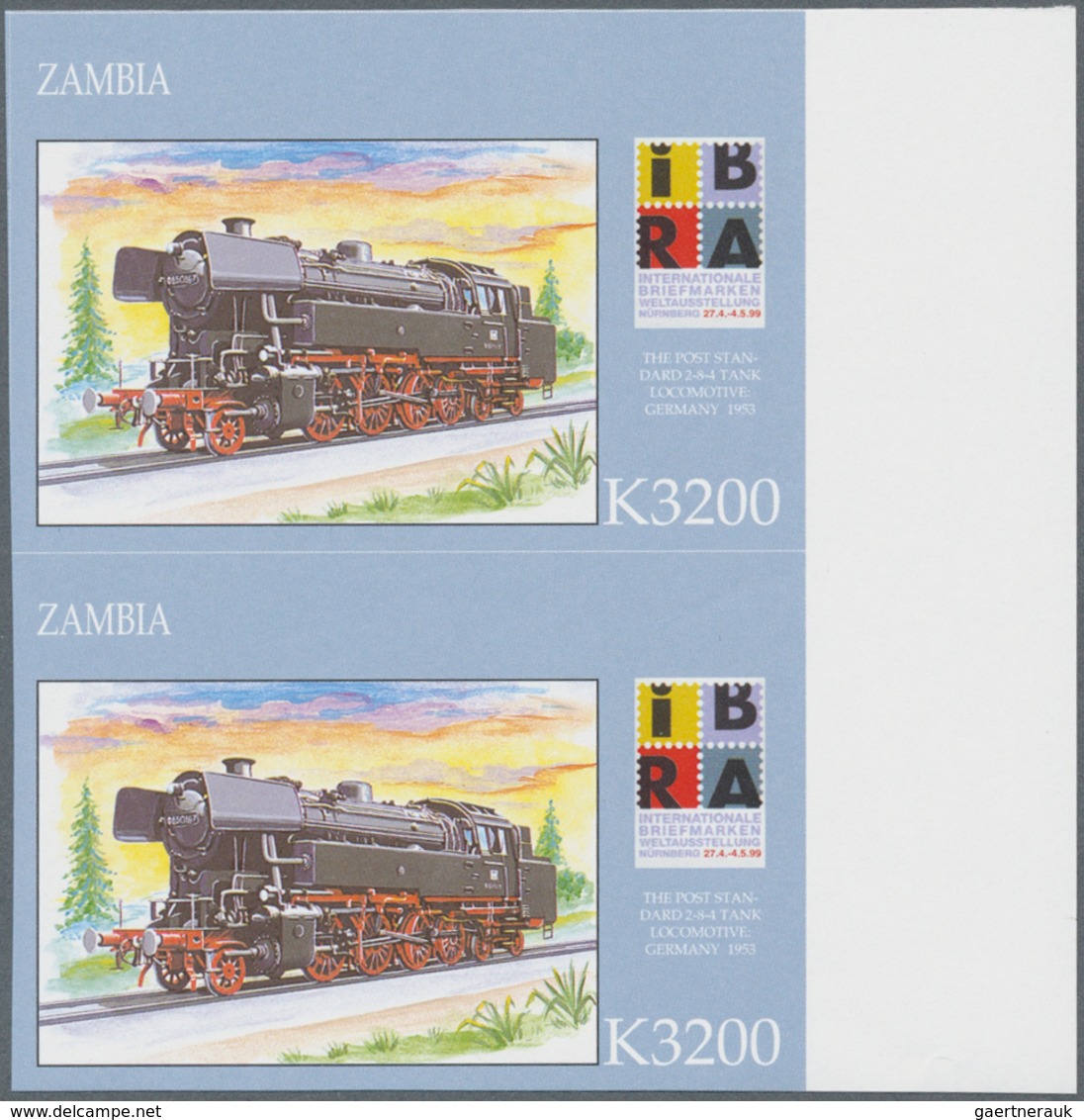 Thematik: Eisenbahn / Railway: 1999, ZAMBIA: International Stamp Exhibition IBRA In Nuremberg Comple - Eisenbahnen