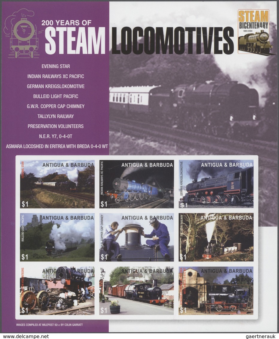 Thematik: Eisenbahn / Railway: 2004, ANTIGUA & BARBUDA: 200 Years Of Steam Locomotives Complete Set - Treinen