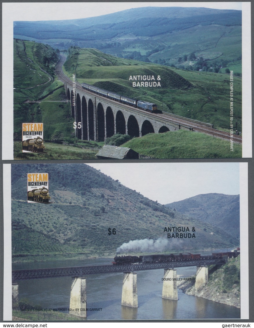 Thematik: Eisenbahn / Railway: 2004, ANTIGUA & BARBUDA: 200 Years Of Steam Locomotives Complete Set - Eisenbahnen
