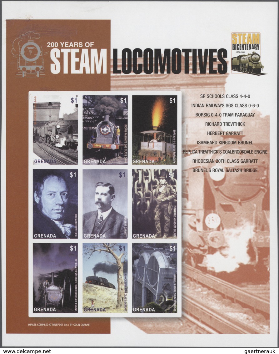 Thematik: Eisenbahn / Railway: 2004, GRENADA: 200 Years Of Steam Locomotives Complete Set Of 27 In T - Eisenbahnen