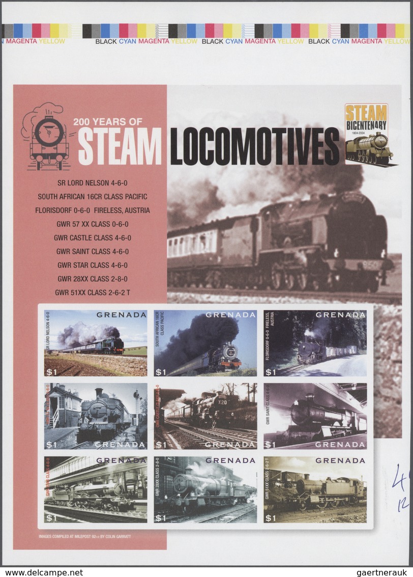 Thematik: Eisenbahn / railway: 2004, GRENADA: 200 years of Steam Locomotives complete set of 27 in t