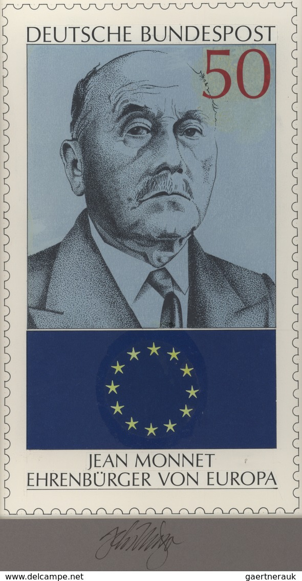 Thematik: Europa / Europe: 1977, Bund Nicht Angenommener Künstlerentwurf (16x26,5) Von Prof. H.Schil - Europäischer Gedanke