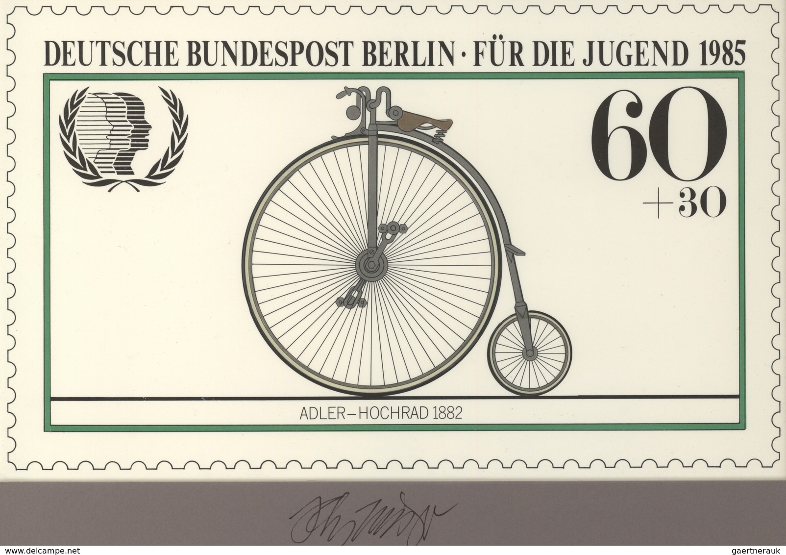 Thematik: Fahrrad / Bicycle: 1985, Berlin, Nicht Angenommener Künstlerentwurf (26x16) Von Prof. H.Sc - Radsport