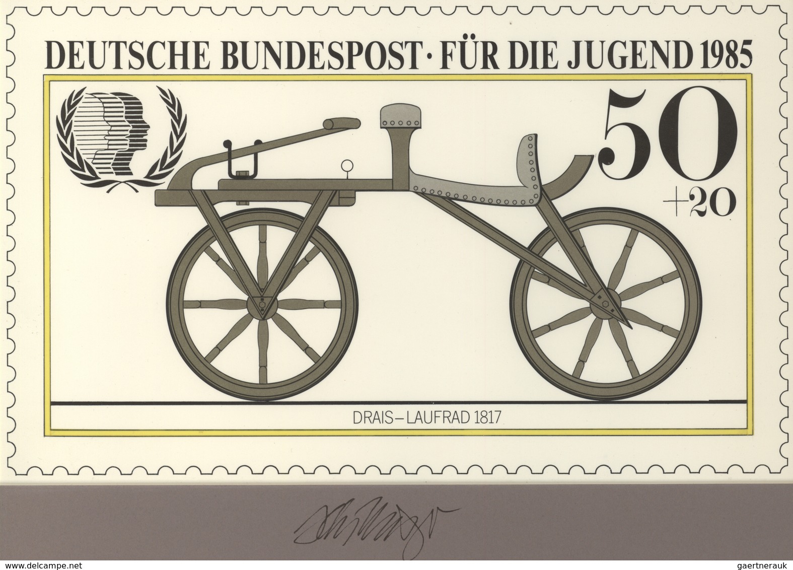 Thematik: Fahrrad / Bicycle: 1985, Bund, Nicht Angenommener Künstlerentwurf (26x16) Von Prof. H.Schi - Cycling