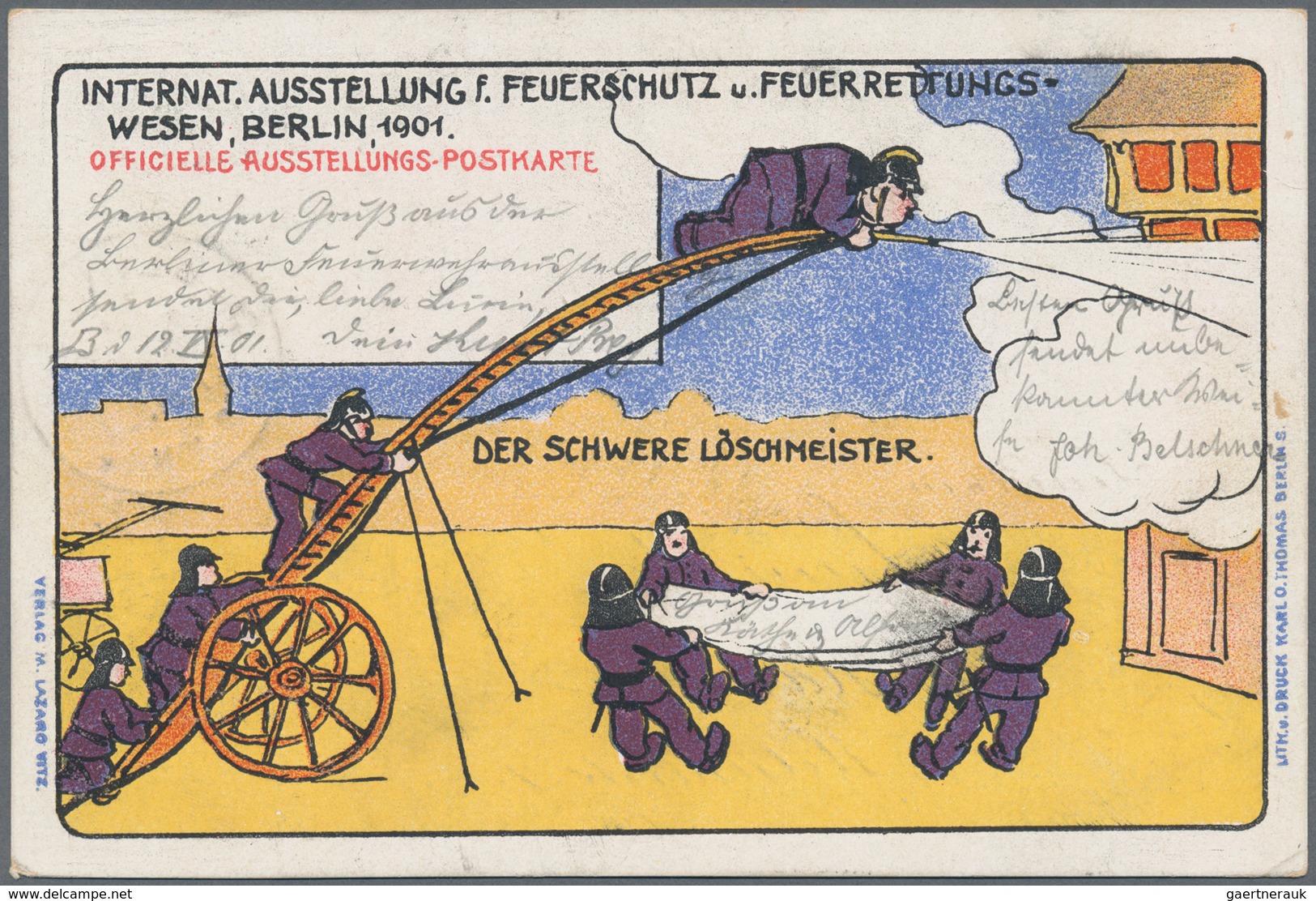 Thematik: Feuerwehr / Firebrigade: 1901, BERLIN / AUSST. FÜR FEUERSCHUTZ: 2x Sonderstempel Und Sonde - Pompieri