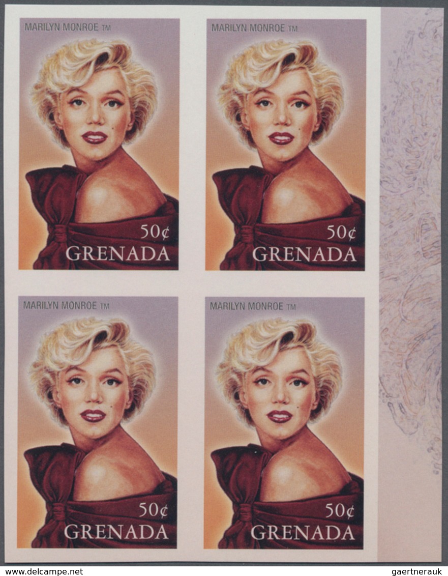 Thematik: Film-Kino / Film-cinema: 2004, GRENADA: Marilyn Monroe 50c. IMPERFORATE Block Of Four, Min - Cinema