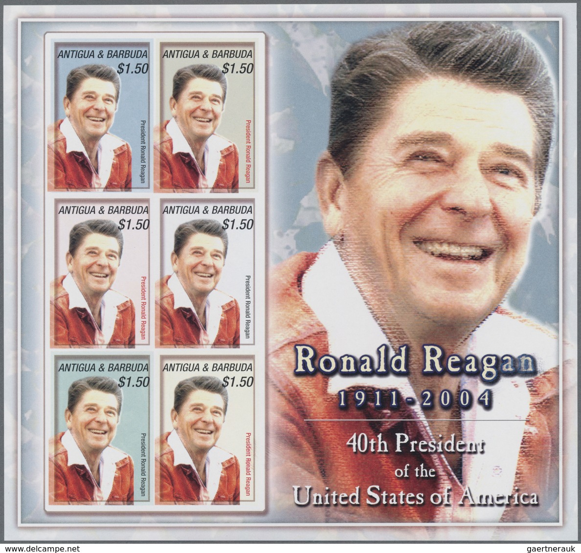 Thematik: Film-Kino / Film-cinema: 2005, ANTIGUA & BARBUDA: 40th President Of The USA 'Ronal Reagan' - Kino