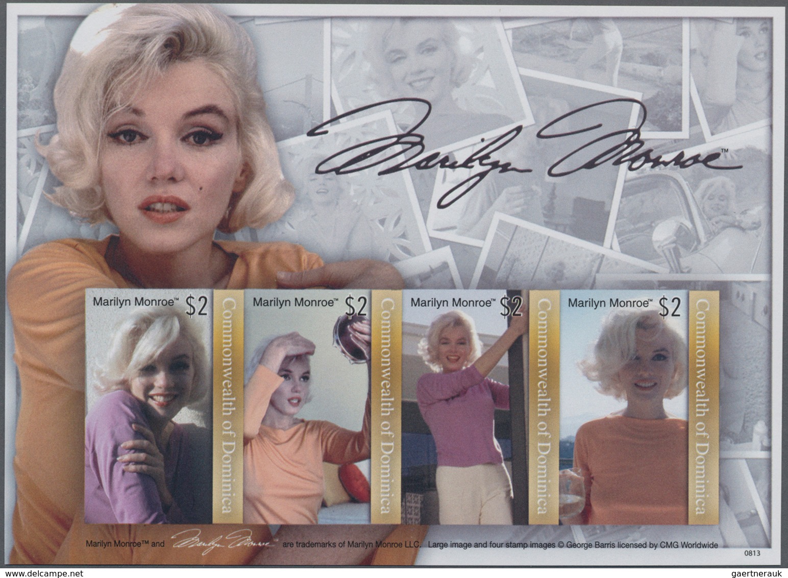 Thematik: Film-Kino / Film-cinema: 2008, DOMINICA: Marilyn Monroe Set Of Four In An IMPERFORATE Shee - Kino