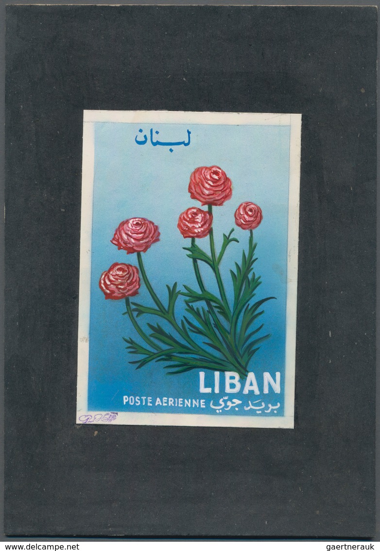 Thematik: Flora, Botanik / Flora, Botany, Bloom: 1964, Libanon, Issue Flowers, Artist Drawing (98x14 - Andere & Zonder Classificatie
