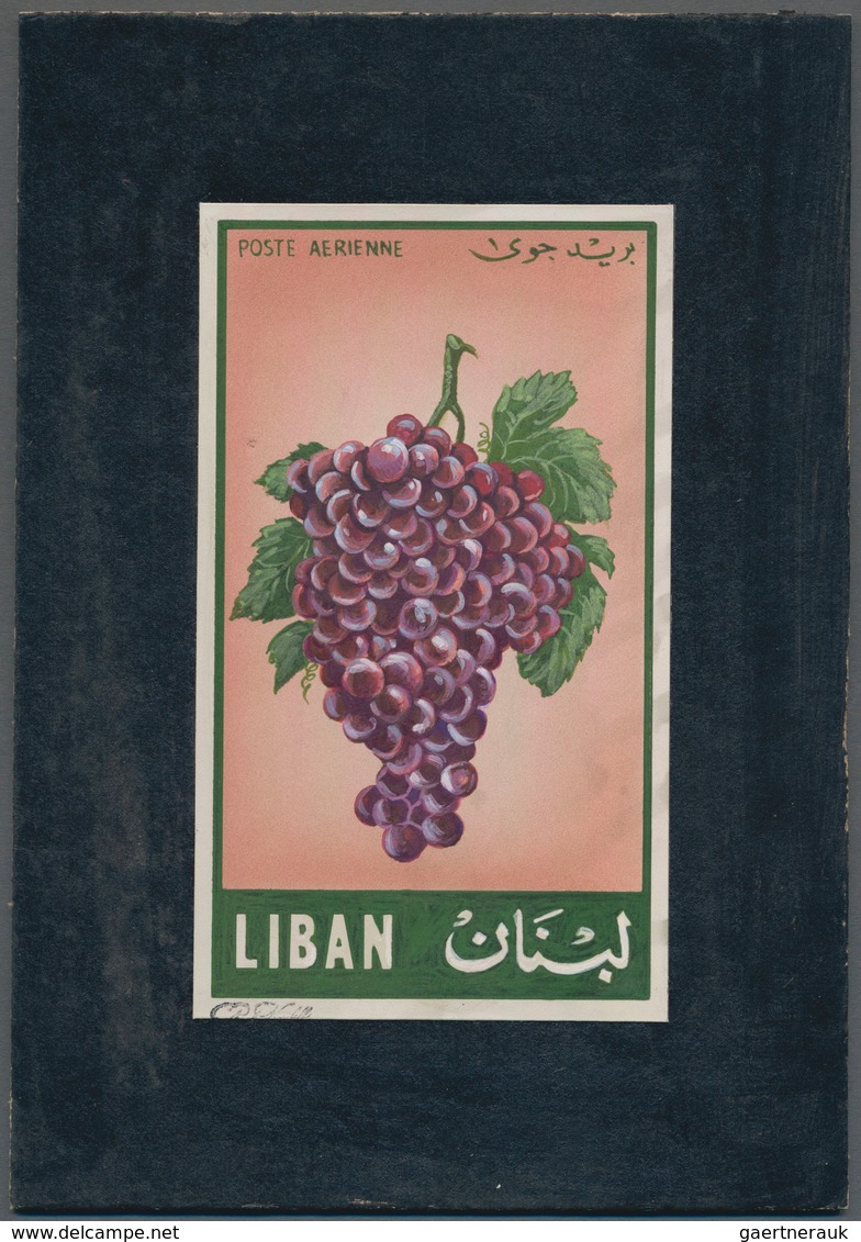 Thematik: Flora-Obst + Früchte / Flora-fruits: 1955, Libanon, Issue Fruit, Artist Drawing(79x135) Gr - Fruit