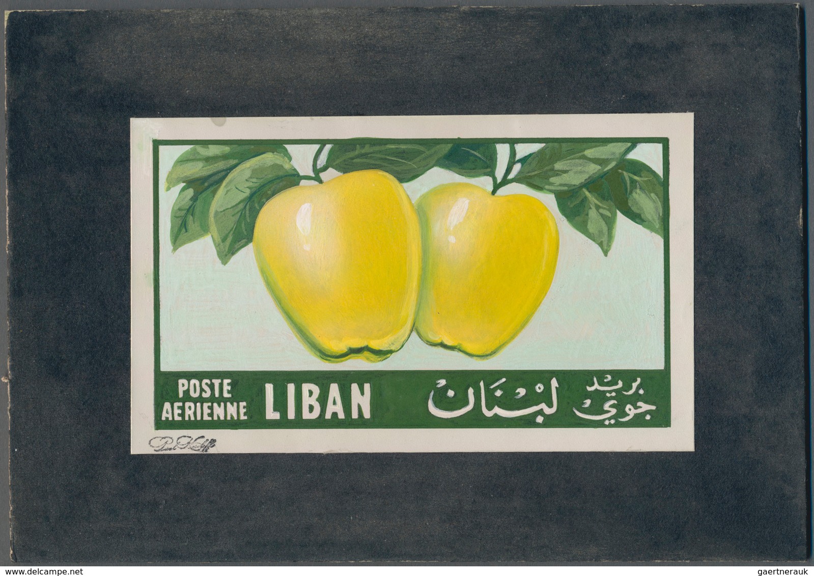Thematik: Flora-Obst + Früchte / Flora-fruits: 1955, Libanon, Issue Fruit, Artist Drawing(140x85) Qu - Obst & Früchte