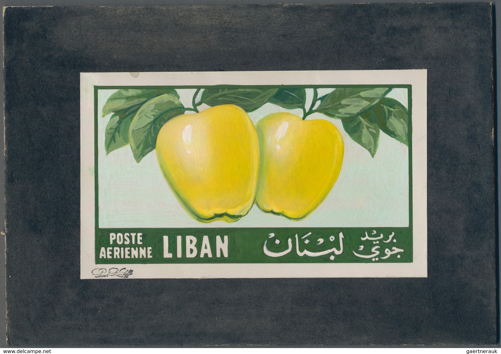 Thematik: Flora-Obst + Früchte / Flora-fruits: 1955, Libanon, Issue Fruit, Artist Drawing(140x85) Qu - Fruits