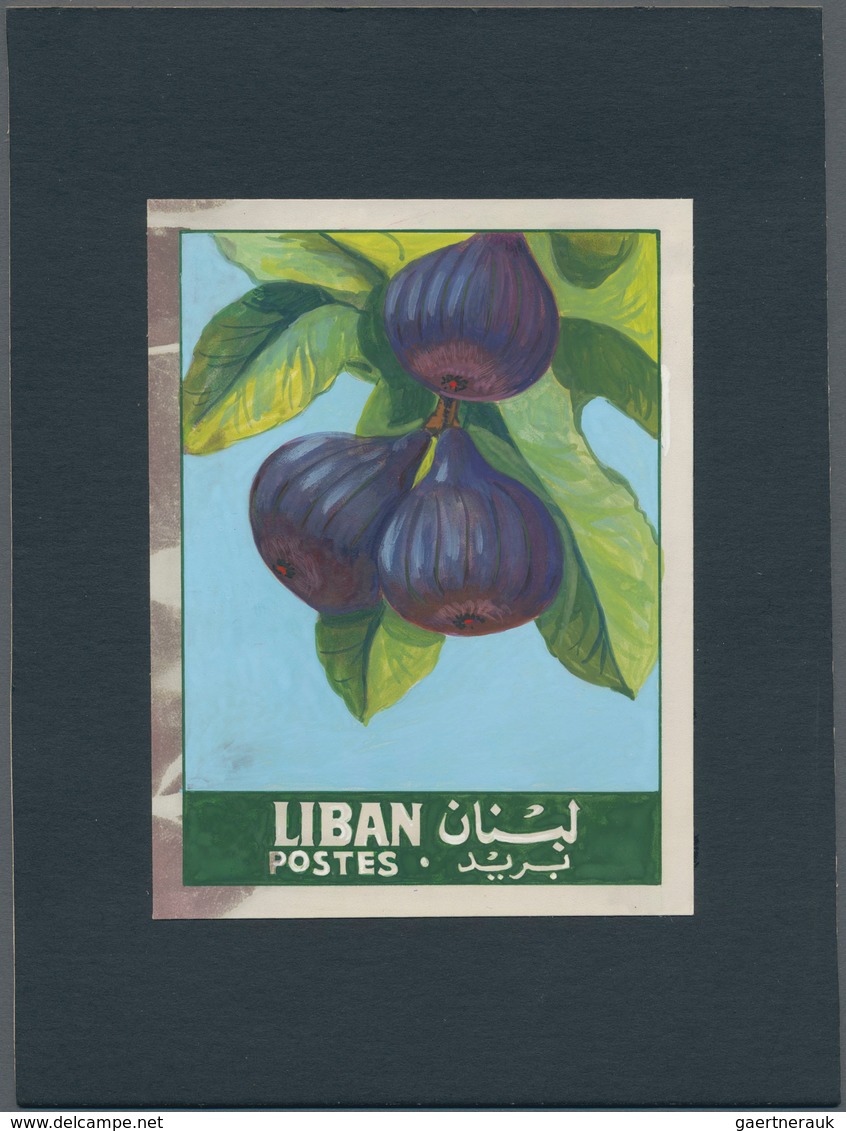 Thematik: Flora-Obst + Früchte / Flora-fruits: 1962, Libanon, Issue Fruit, Artist Drawing(101x134) F - Fruits