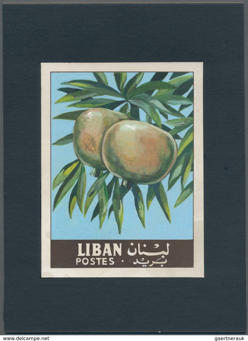 Thematik: Flora-Obst + Früchte / Flora-fruits: 1962, Libanon, Issue Fruit, Artist Drawing(101x134) P - Fruit