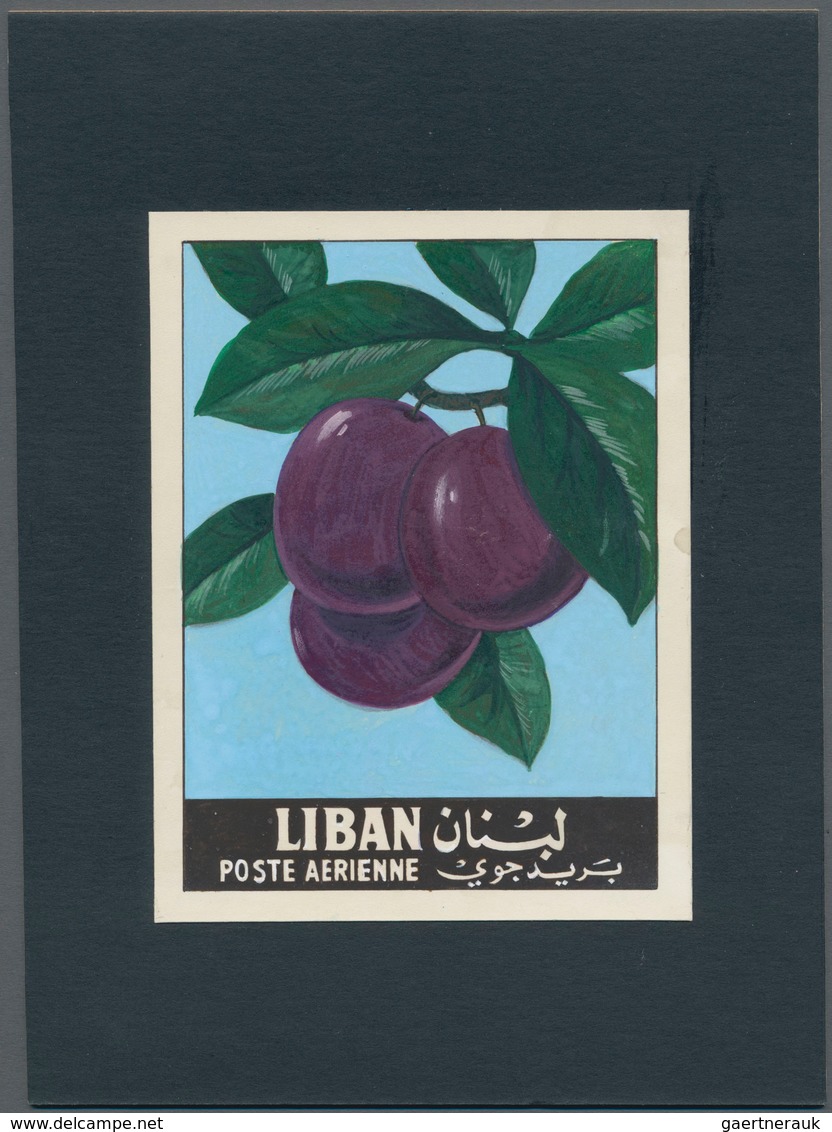 Thematik: Flora-Obst + Früchte / Flora-fruits: 1962, Libanon, Issue Fruit, Artist Drawing(102x144) P - Fruit